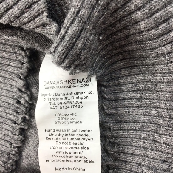 Dana Ashkenazi sweater raw edge V-neck oversized Grey wool thin loose minimalist - Picture 6 of 6